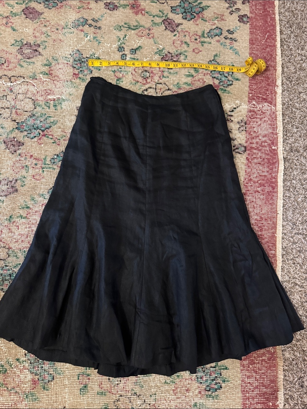 Lauren Ralph Lauren Black Linen Midi Skirt